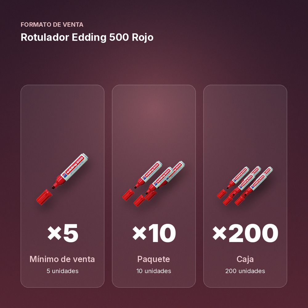 ROTULADOR EDDING 500 ROJO - formato de venta: paquete de 10, caja de 200