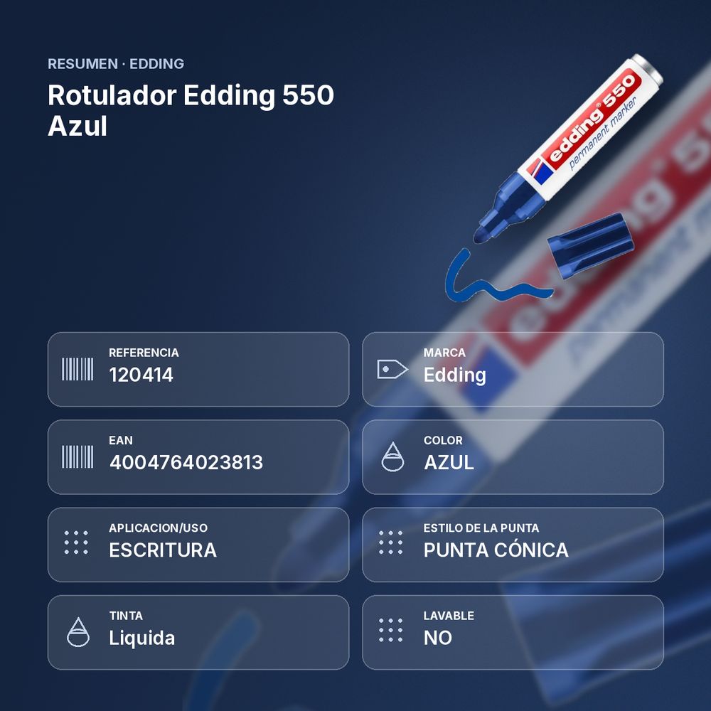 ROTULADOR EDDING 550 AZUL - resumen de atributos