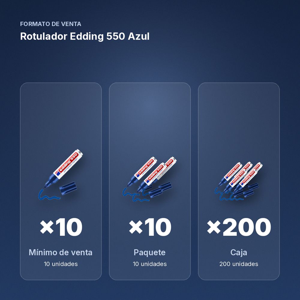 ROTULADOR EDDING 550 AZUL - formato de venta: paquete de 10, caja de 200