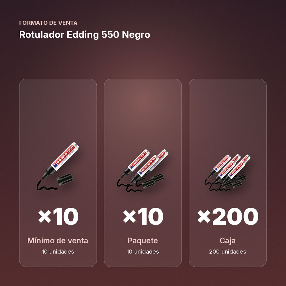 ROTULADOR EDDING 550 NEGRO - formato de venta: paquete de 10, caja de 200
