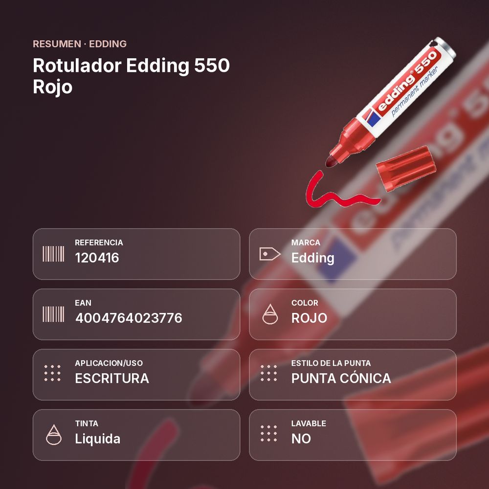 ROTULADOR EDDING 550 ROJO - resumen de atributos