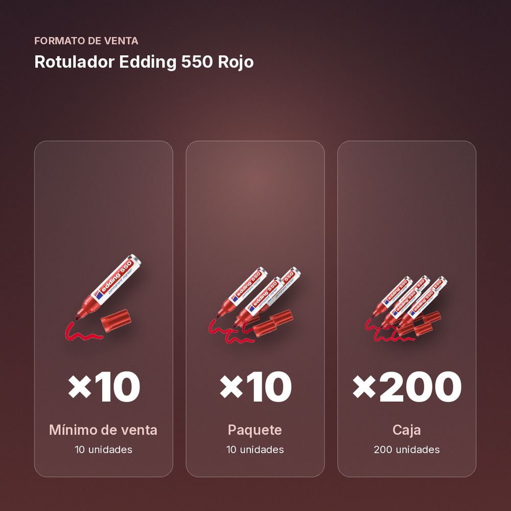 ROTULADOR EDDING 550 ROJO - formato de venta: paquete de 10, caja de 200