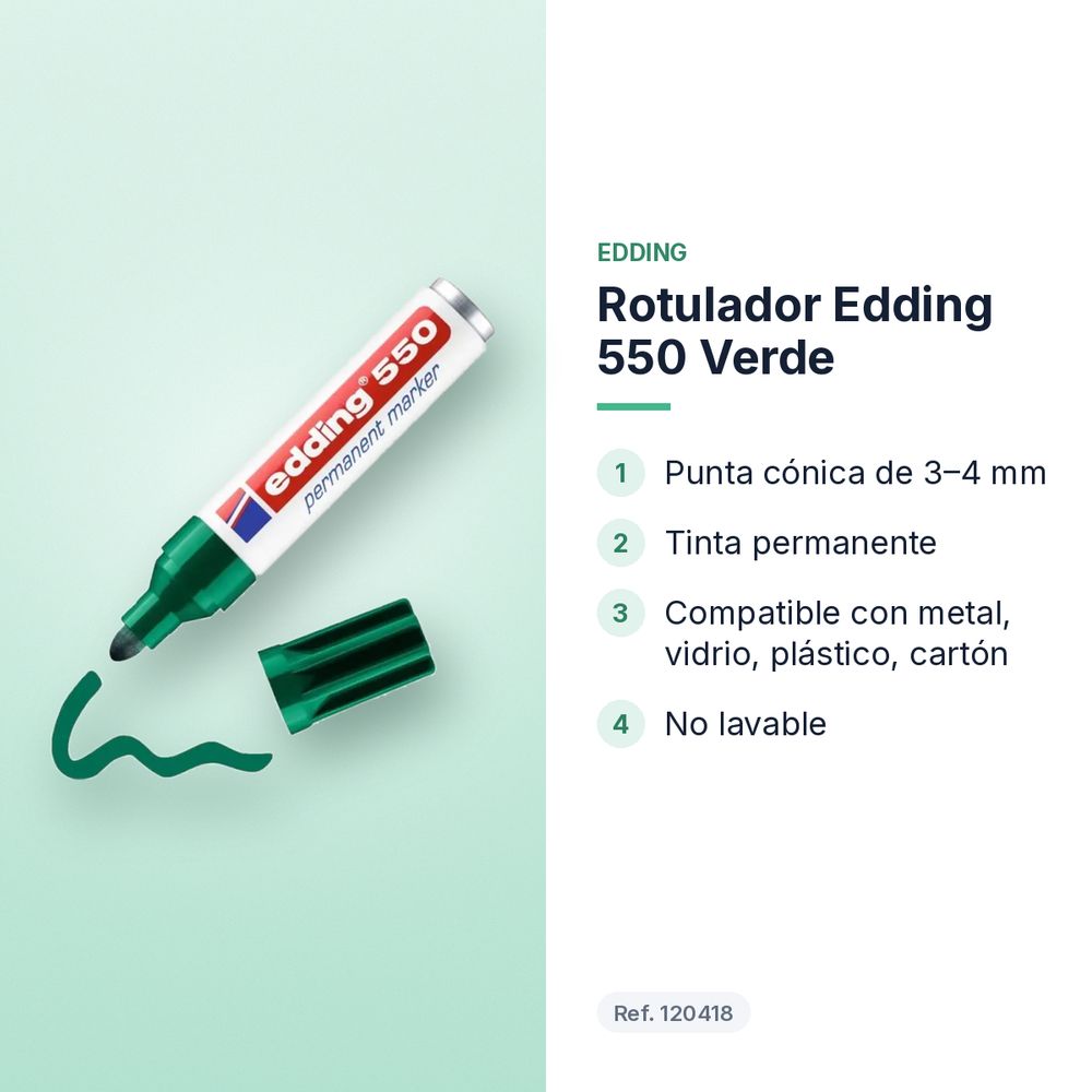 ROTULADOR EDDING 550 VERDE - características principales