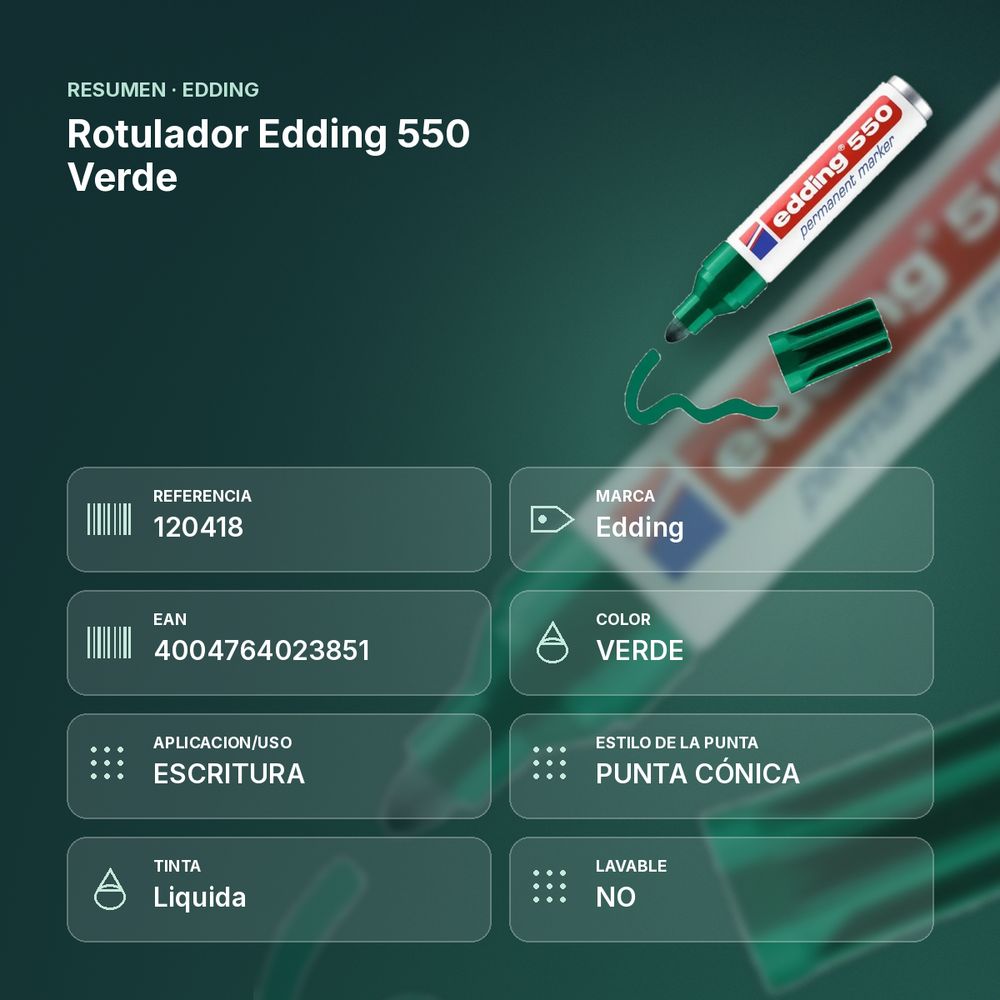 ROTULADOR EDDING 550 VERDE - resumen de atributos