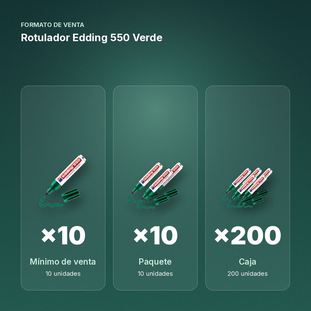ROTULADOR EDDING 550 VERDE - formato de venta: paquete de 10, caja de 200
