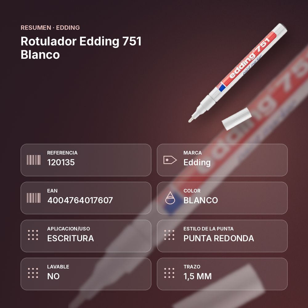 ROTULADOR EDDING 751 BLANCO - resumen de atributos