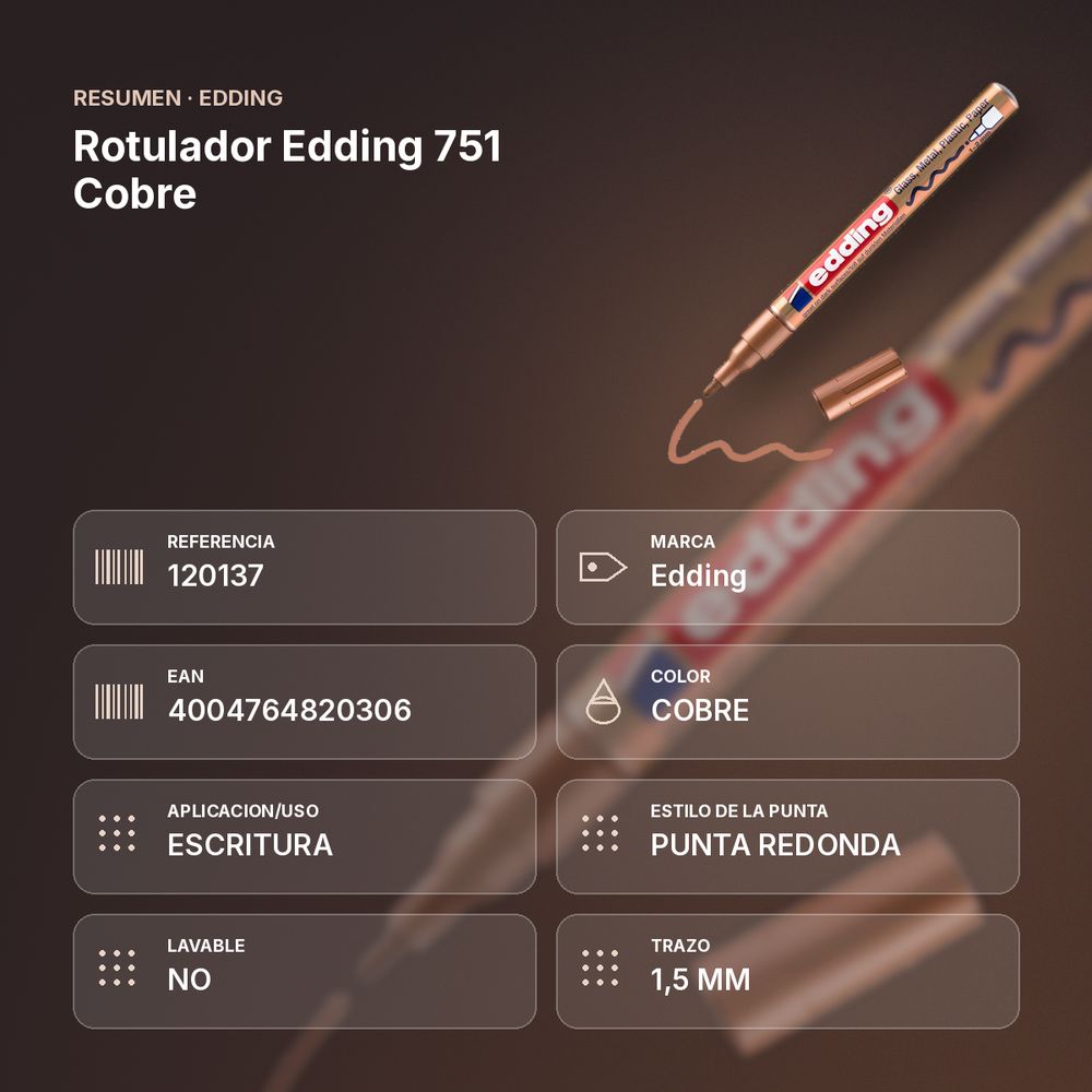 ROTULADOR EDDING 751 COBRE - resumen de atributos