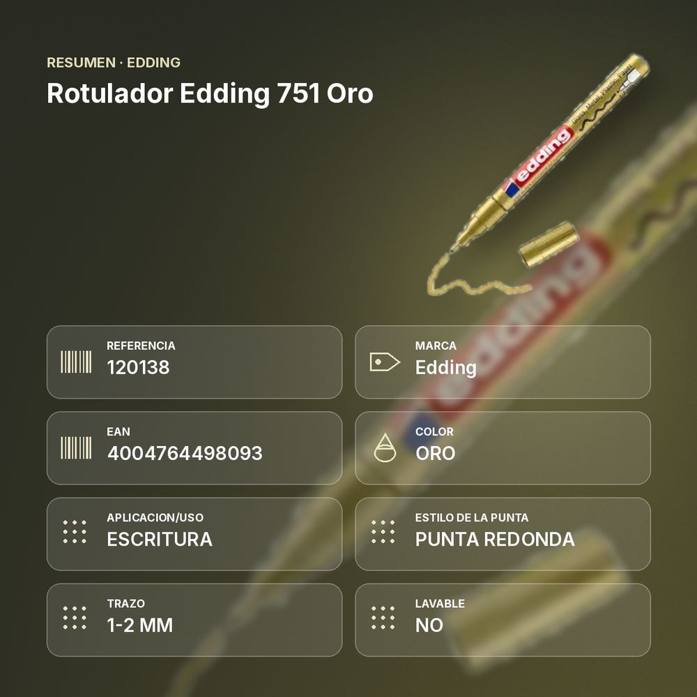 ROTULADOR EDDING 751 ORO - resumen de atributos