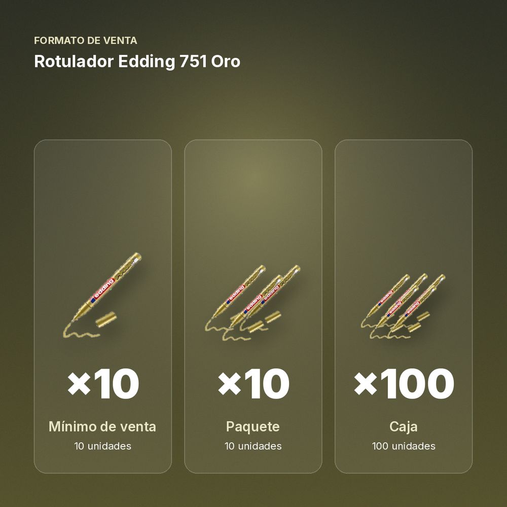 ROTULADOR EDDING 751 ORO - formato de venta: paquete de 10, caja de 100