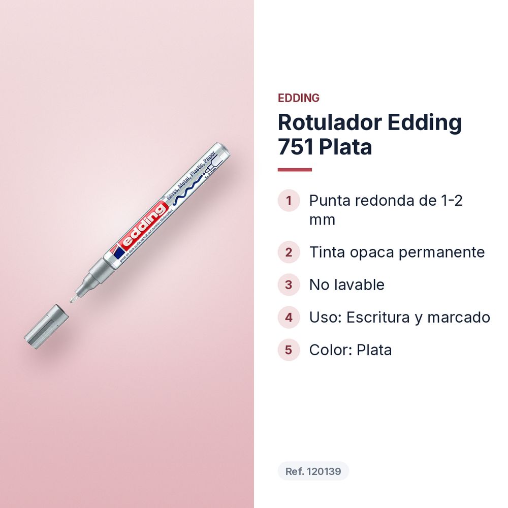 ROTULADOR EDDING 751 PLATA - características principales