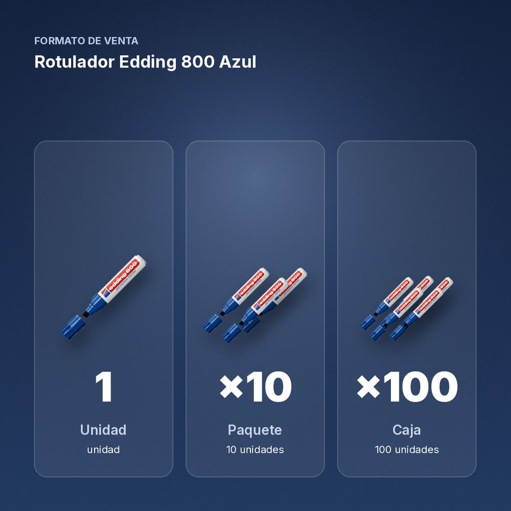 ROTULADOR EDDING 800 AZUL - formato de venta: paquete de 10, caja de 100