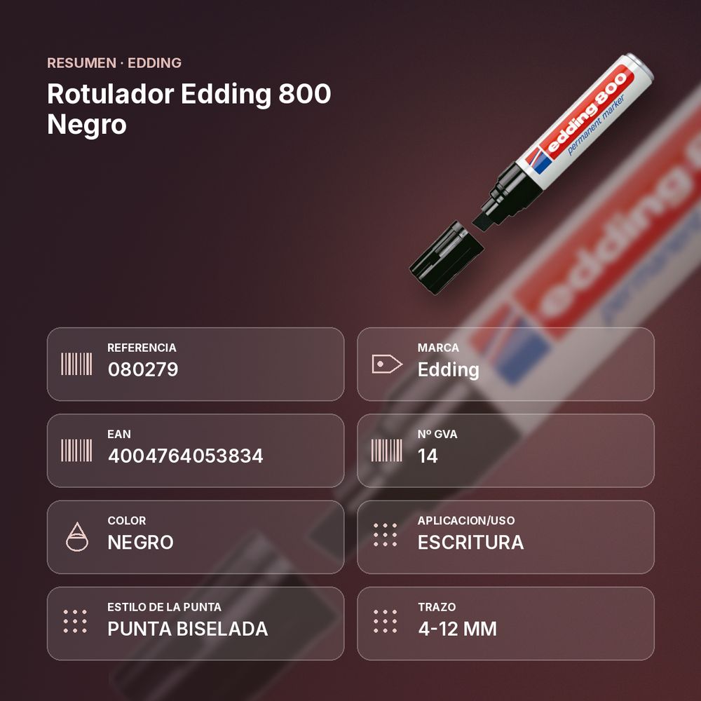 ROTULADOR EDDING 800 NEGRO - resumen de atributos