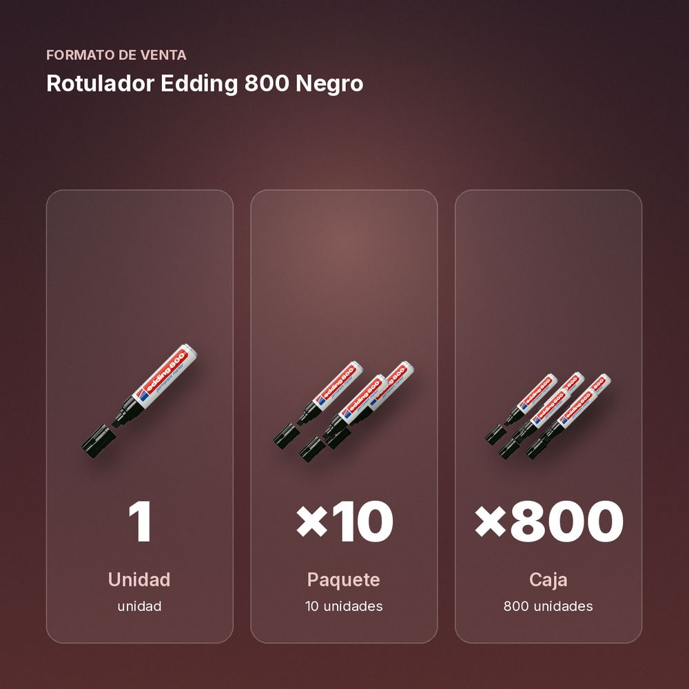 ROTULADOR EDDING 800 NEGRO - formato de venta: paquete de 10, caja de 800
