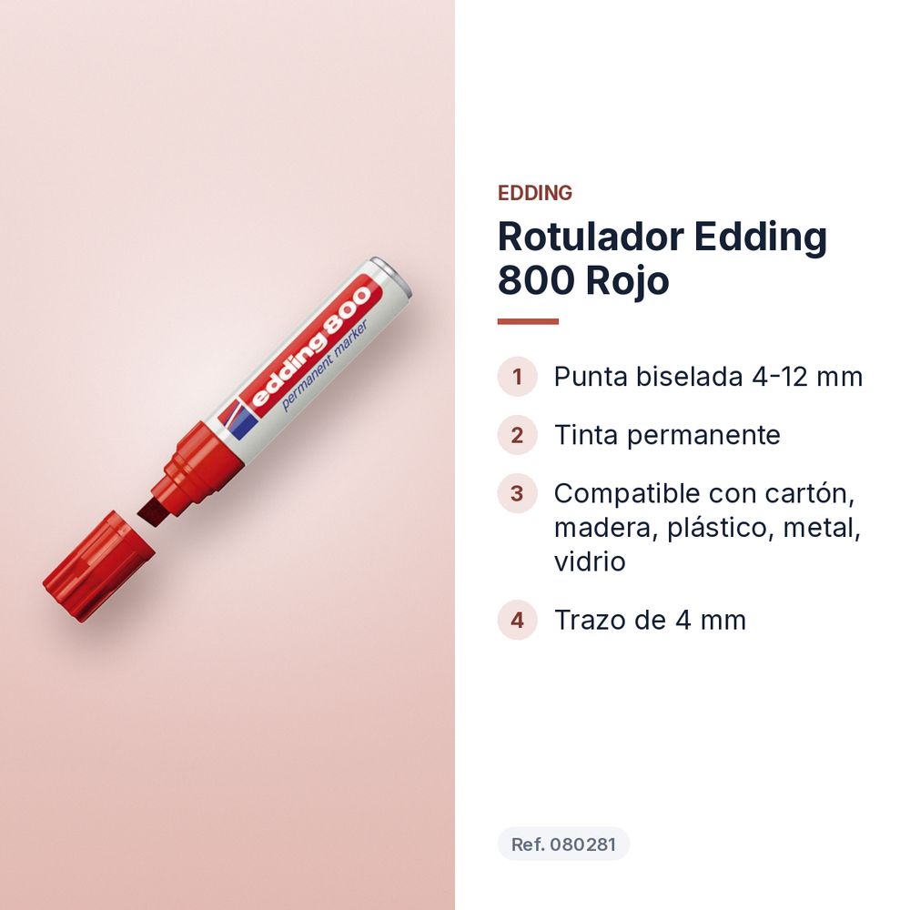 ROTULADOR EDDING 800 ROJO - características principales