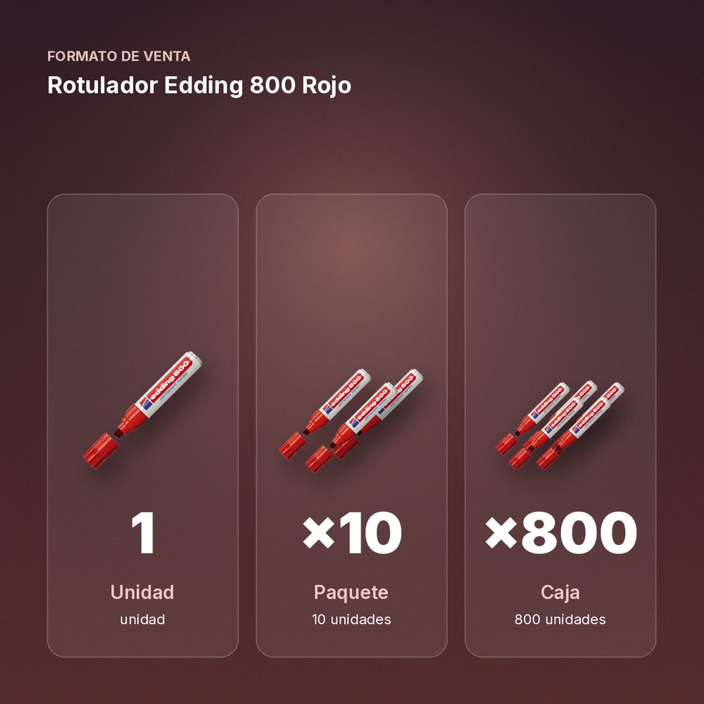 ROTULADOR EDDING 800 ROJO - formato de venta: paquete de 10, caja de 800