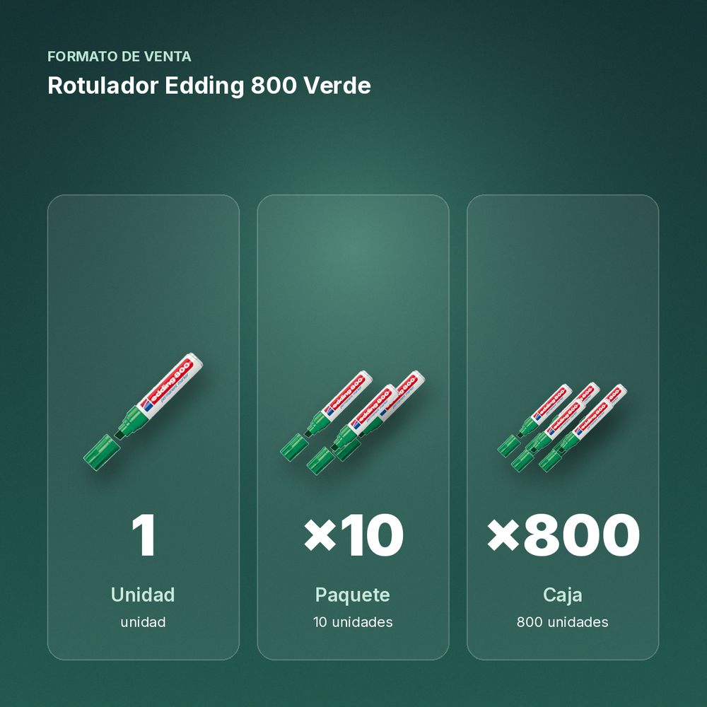 ROTULADOR EDDING 800 VERDE - formato de venta: paquete de 10, caja de 800