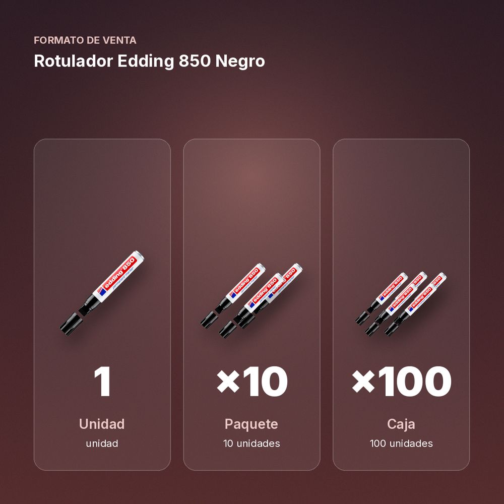 ROTULADOR EDDING 850 NEGRO - formato de venta: paquete de 10, caja de 100