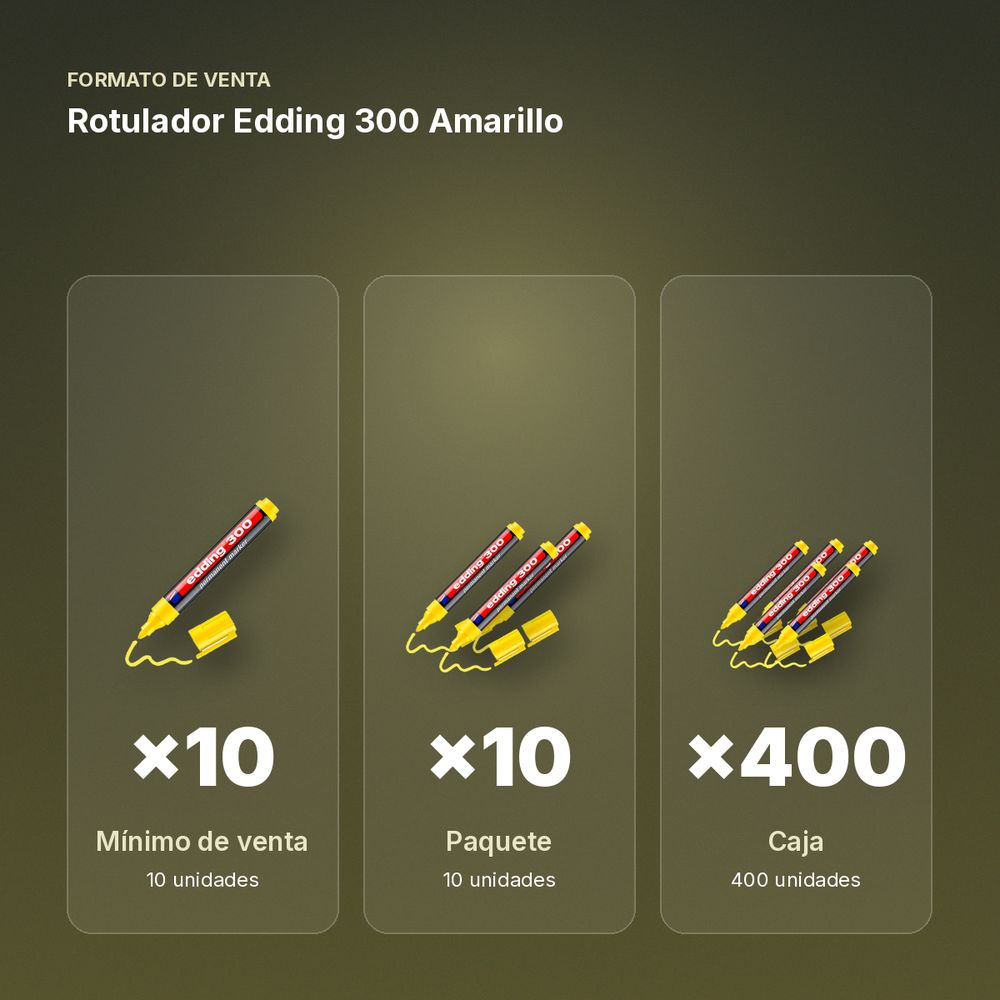 ROTULADOR EDDING 300 AMARILLO - formato de venta: paquete de 10, caja de 400