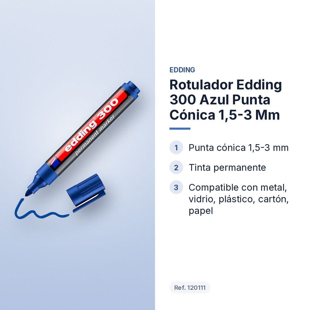ROTULADOR EDDING 300 AZUL PUNTA CÓNICA 1,5-3 MM  - características principales