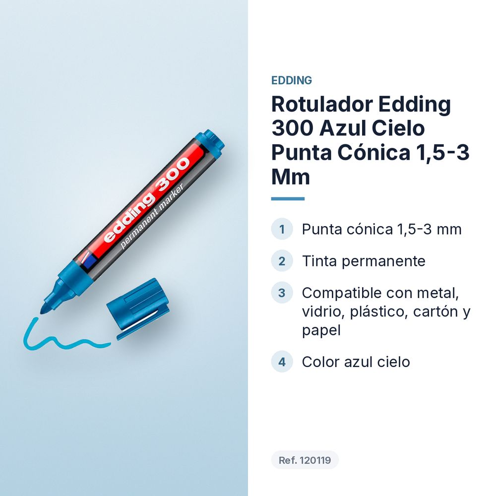 ROTULADOR EDDING 300 AZUL CIELO PUNTA CÓNICA 1,5-3 MM  - características principales