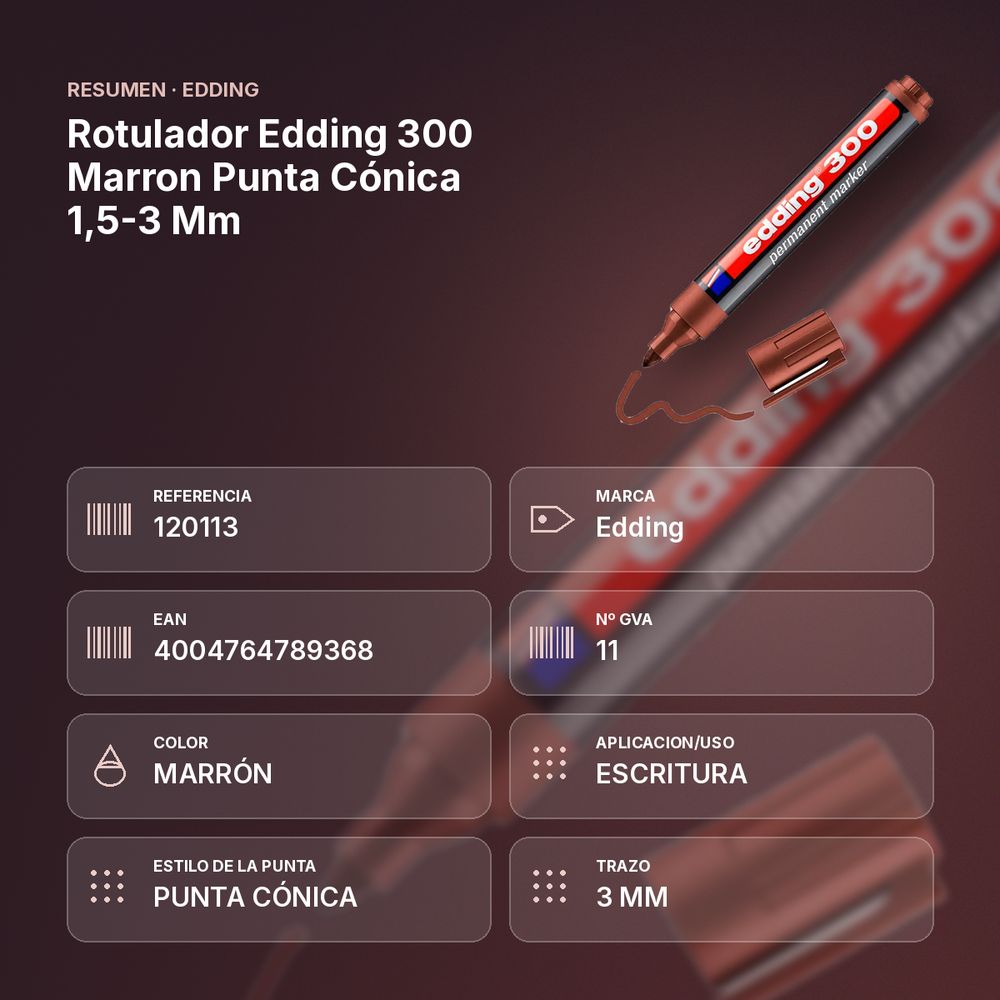 ROTULADOR EDDING 300 MARRON PUNTA CÓNICA 1,5-3 MM  - resumen de atributos