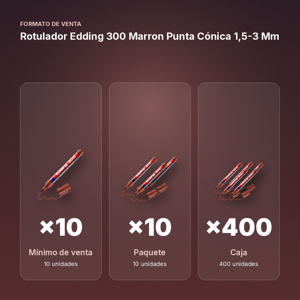 ROTULADOR EDDING 300 MARRON PUNTA CÓNICA 1,5-3 MM  - formato de venta: paquete de 10, caja de 400