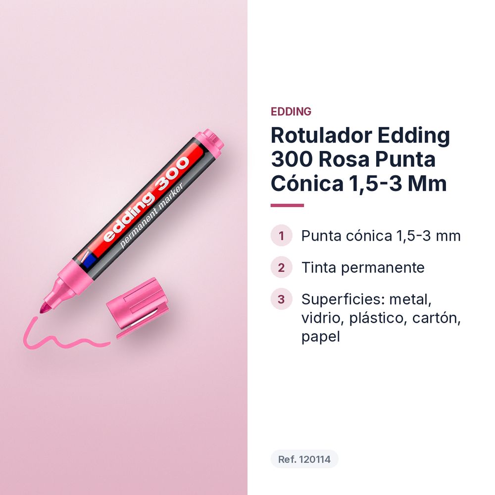 ROTULADOR EDDING 300 ROSA PUNTA CÓNICA 1,5-3 MM  - características principales