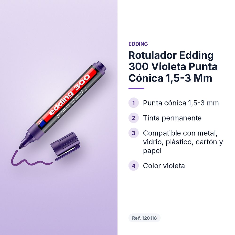 ROTULADOR EDDING 300 VIOLETA PUNTA CÓNICA 1,5-3 MM  - características principales