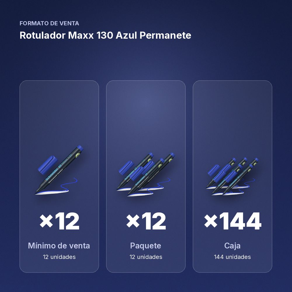 ROTULADOR MAXX 130 AZUL PERMANETE - formato de venta: paquete de 12, caja de 144