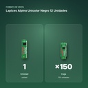LAPICES ALPINO UNICOLOR NEGRO 12 UNIDADES - formato de venta: caja de 150
