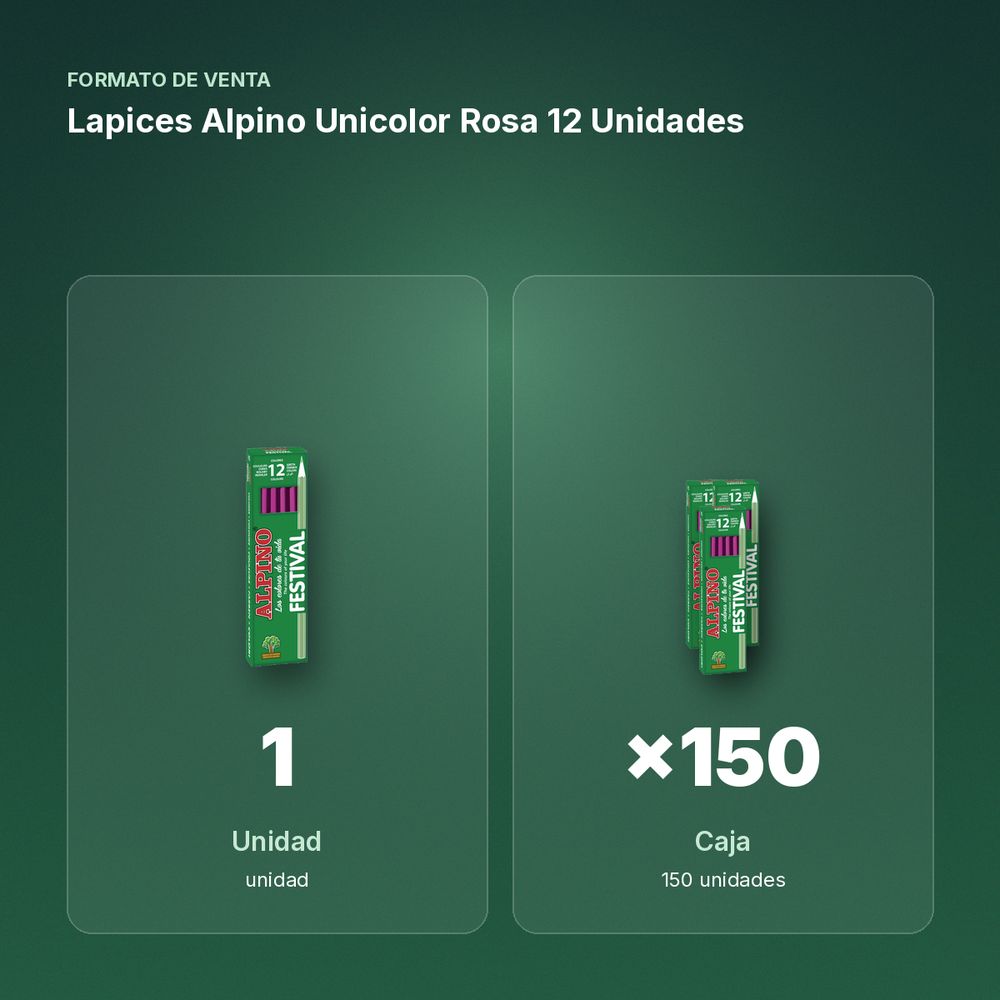 LAPICES ALPINO UNICOLOR ROSA 12 UNIDADES - formato de venta: caja de 150