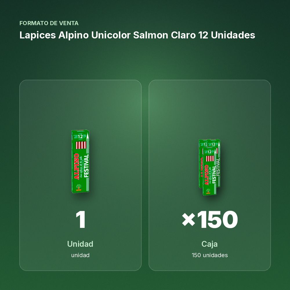 LAPICES ALPINO UNICOLOR SALMON CLARO 12 UNIDADES - formato de venta: caja de 150