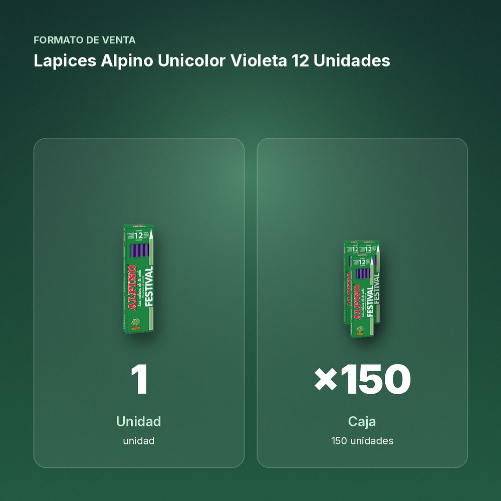 LAPICES ALPINO UNICOLOR VIOLETA 12 UNIDADES - formato de venta: caja de 150
