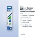 LAPICES COLORES MILAN UNICOLOR VERDE 12 UNIDADES - características principales