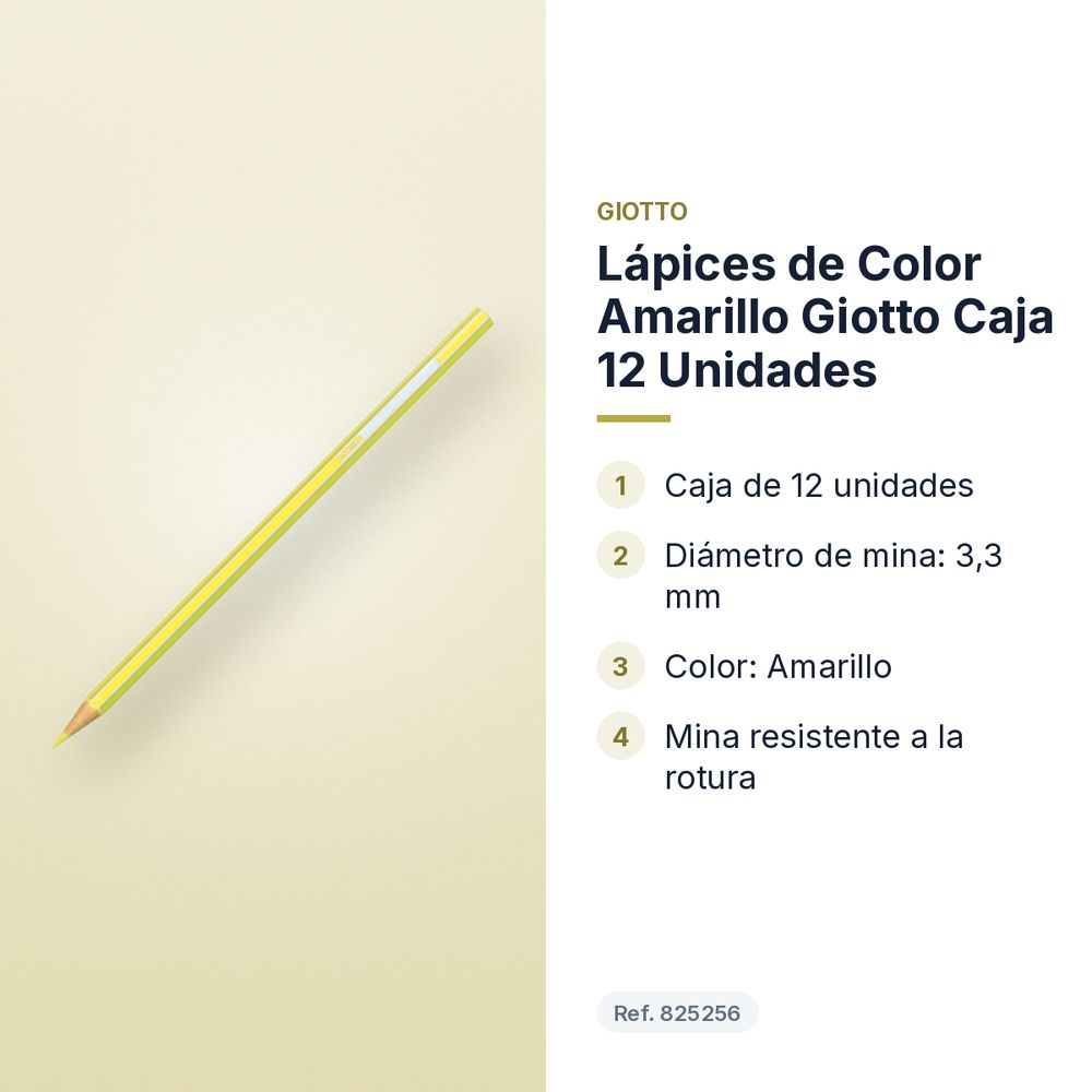 LÁPICES DE COLOR AMARILLO GIOTTO CAJA 12 UNIDADES - características principales