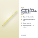 LÁPICES DE COLOR AMARILLO GIOTTO CAJA 12 UNIDADES - características principales