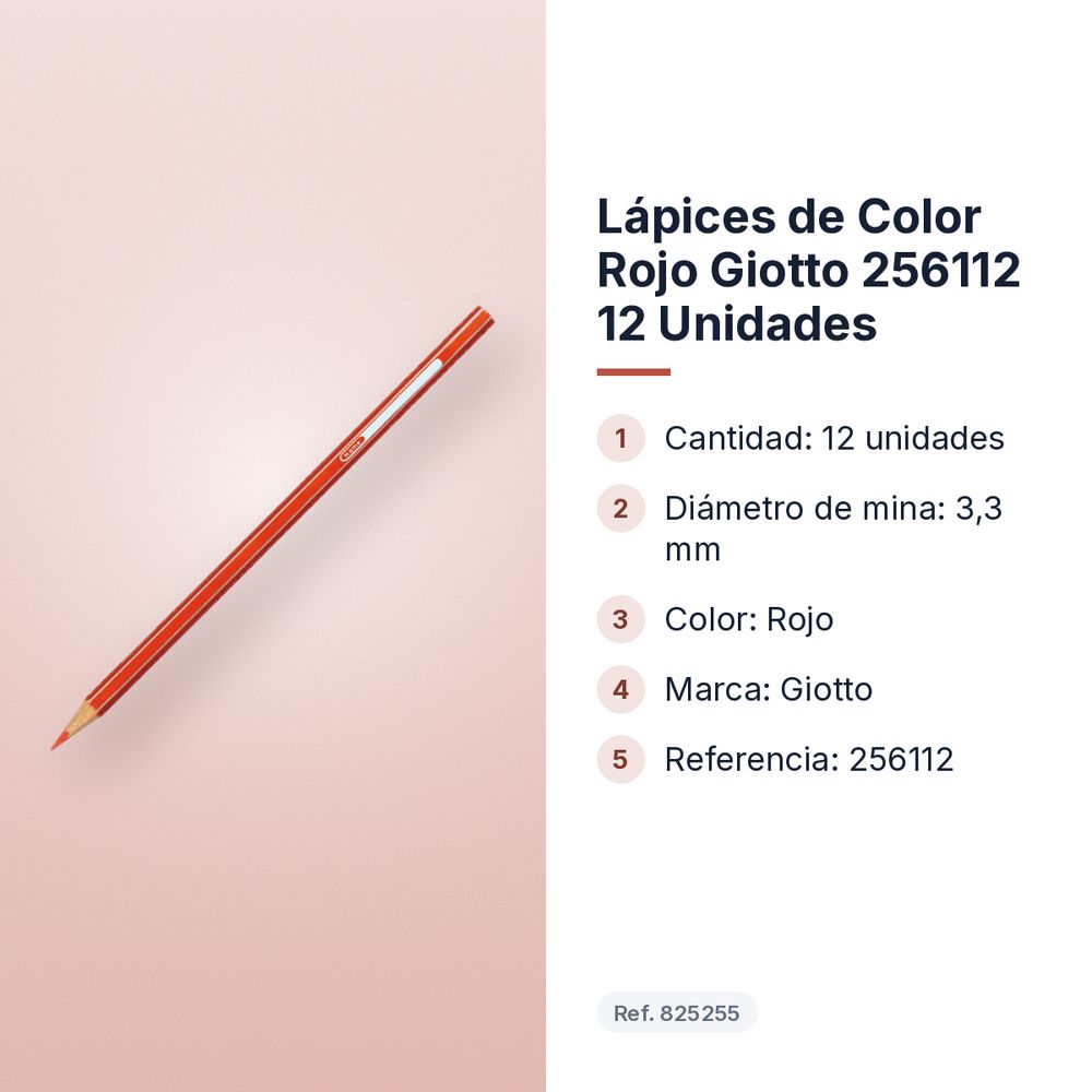 LÁPICES DE COLOR ROJO  GIOTTO 256112 12 UNIDADES - características principales