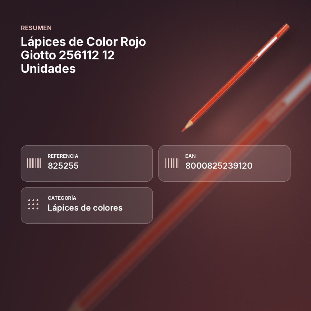 LÁPICES DE COLOR ROJO  GIOTTO 256112 12 UNIDADES - resumen de atributos
