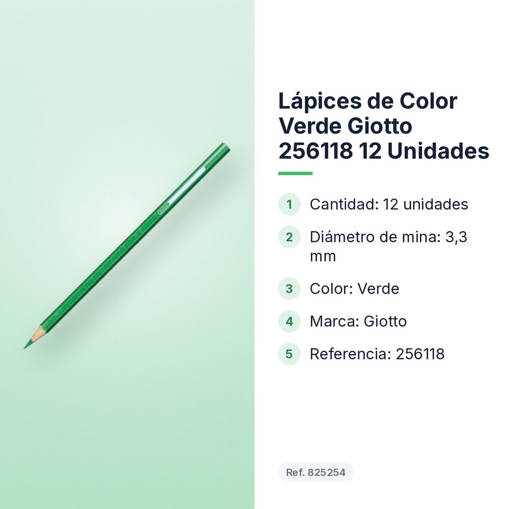 LÁPICES DE COLOR VERDE  GIOTTO 256118 12 UNIDADES - características principales