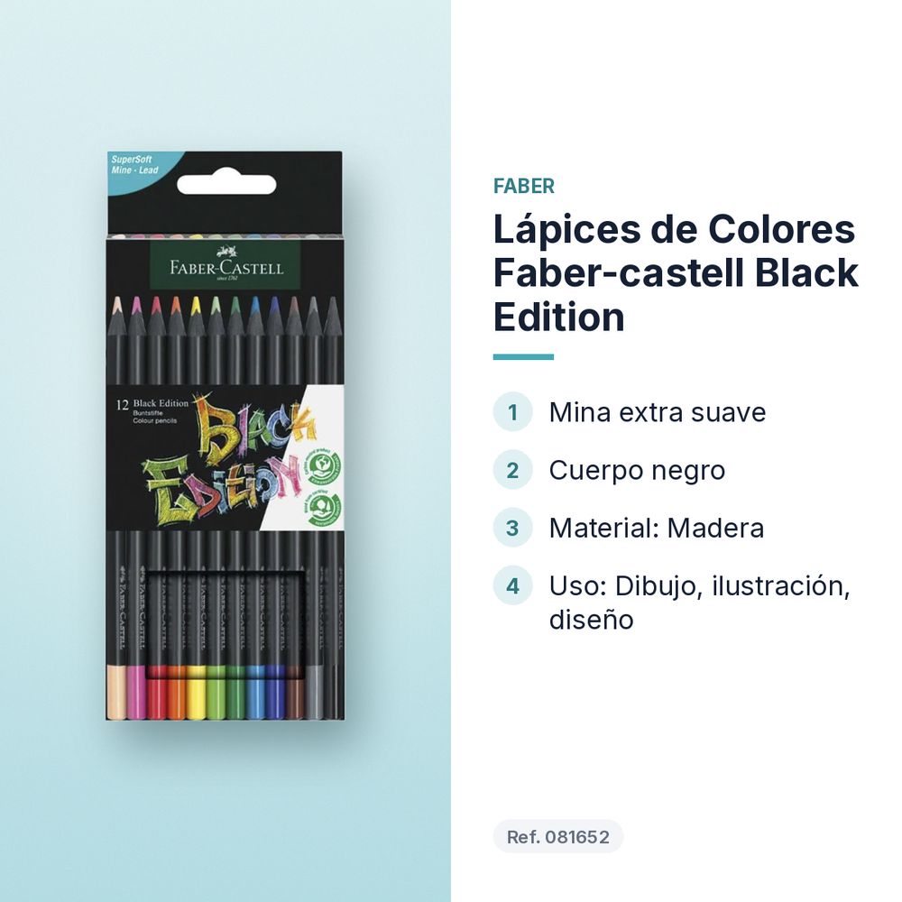 LÁPICES DE COLORES FABER-CASTELL BLACK EDITION  - características principales
