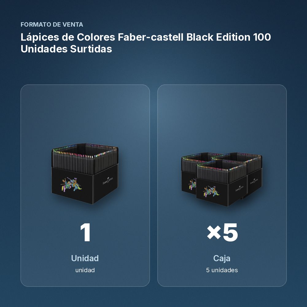 LÁPICES DE COLORES FABER-CASTELL BLACK EDITION 100 UNIDADES SURTIDAS - formato de venta: caja de 5