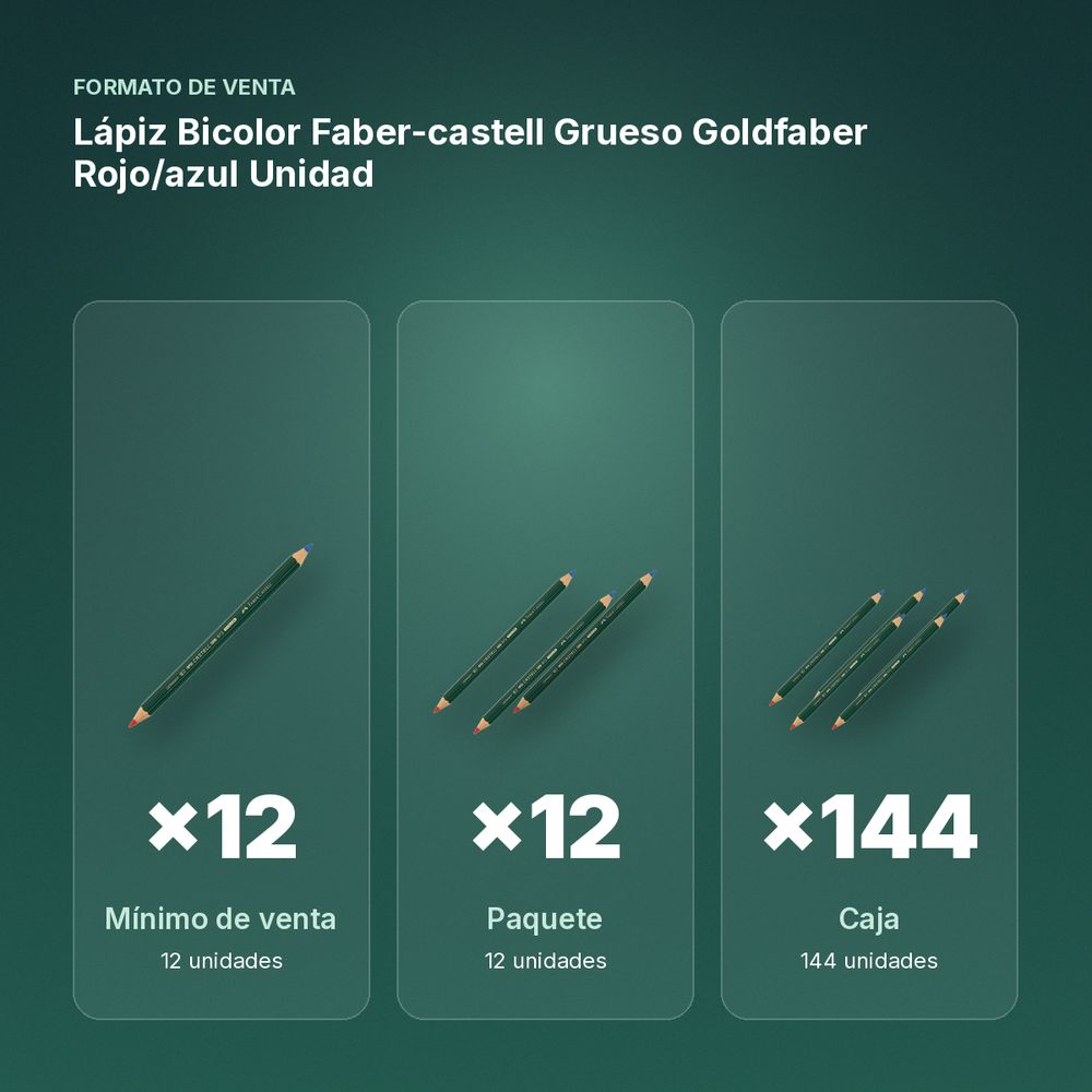 LÁPIZ BICOLOR FABER-CASTELL GRUESO GOLDFABER ROJO/AZUL UNIDAD - formato de venta: paquete de 12, caja de 144