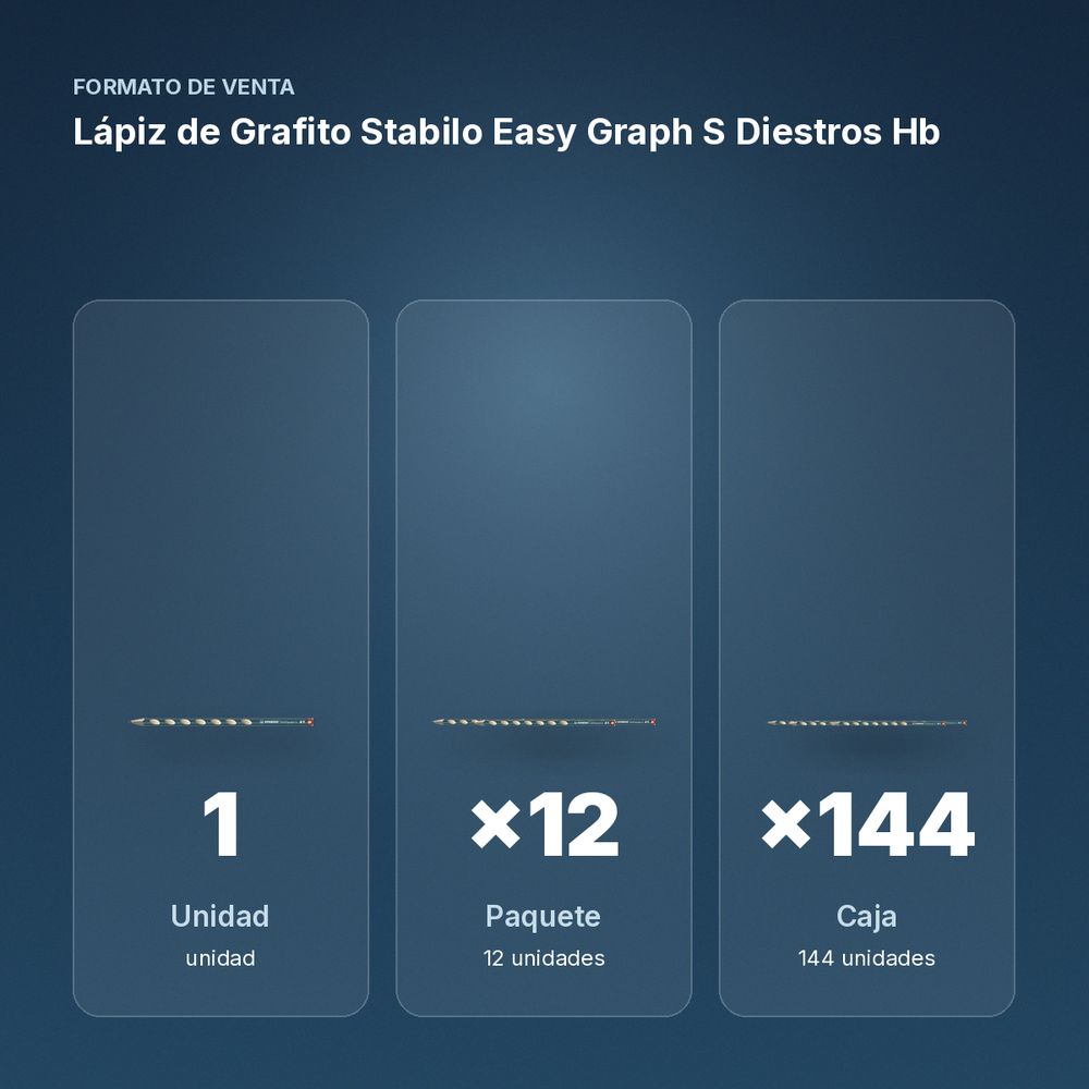 LÁPIZ DE GRAFITO STABILO EASY GRAPH S DIESTROS HB - formato de venta: paquete de 12, caja de 144