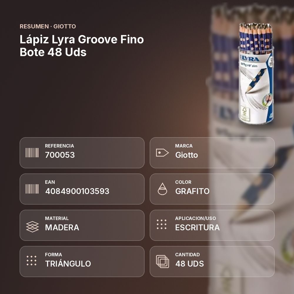 LÁPIZ LYRA GROOVE FINO BOTE 48 UDS - resumen de atributos