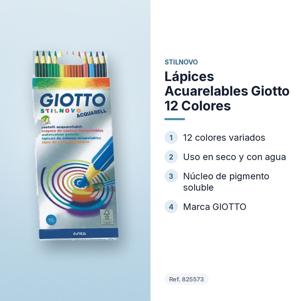 LÁPICES ACUARELABLES GIOTTO 12 COLORES - características principales