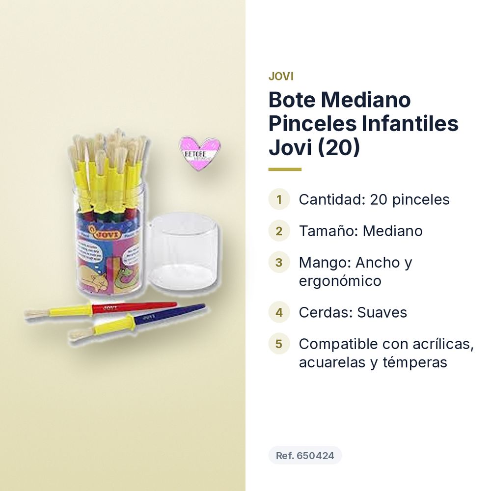 BOTE MEDIANO PINCELES INFANTILES JOVI (20) - características principales