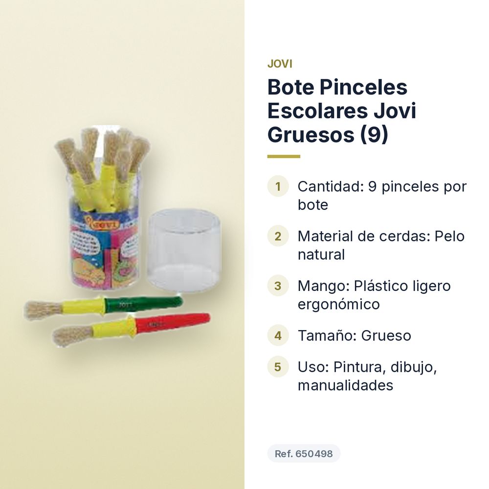 BOTE PINCELES ESCOLARES JOVI GRUESOS (9) - características principales