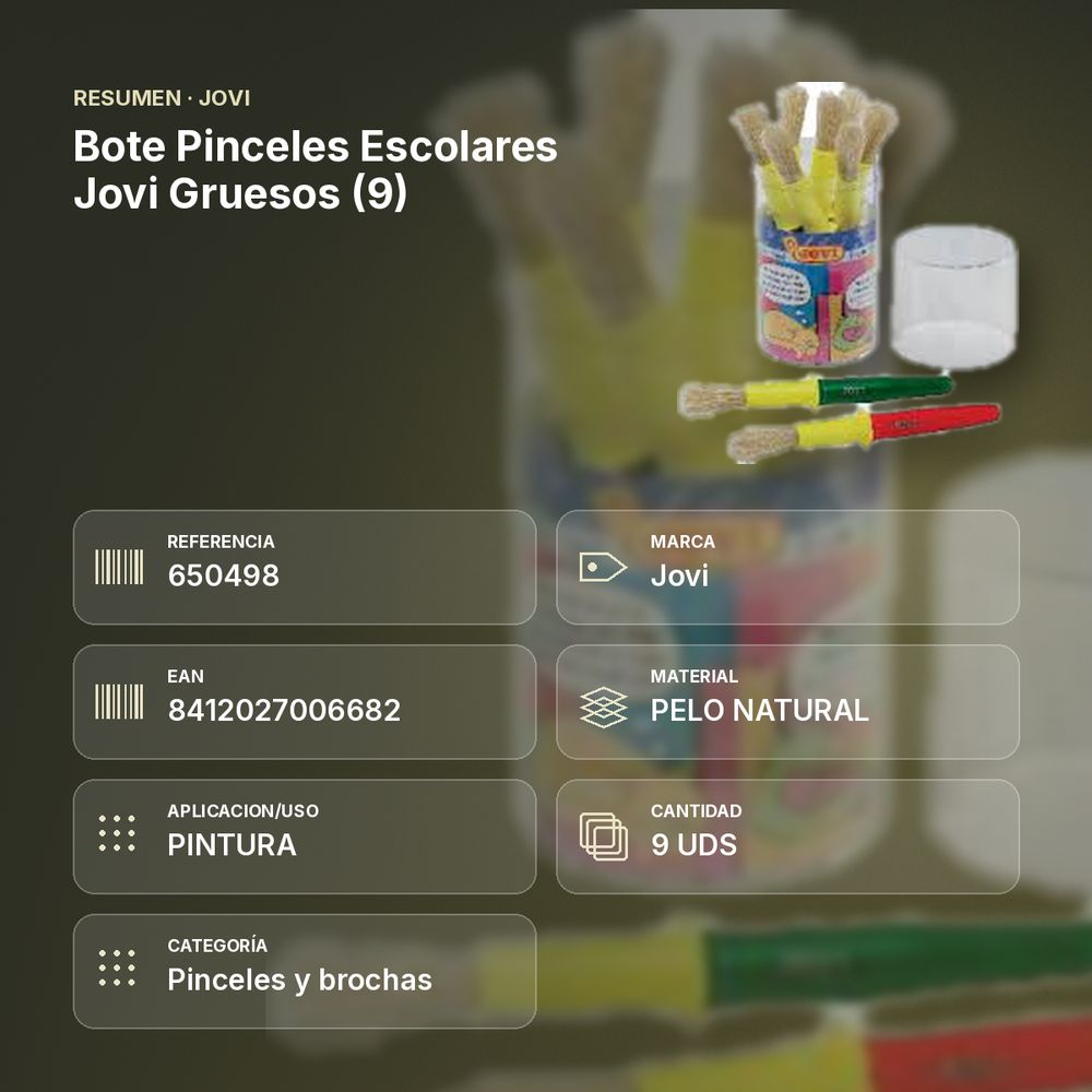 BOTE PINCELES ESCOLARES JOVI GRUESOS (9) - resumen de atributos