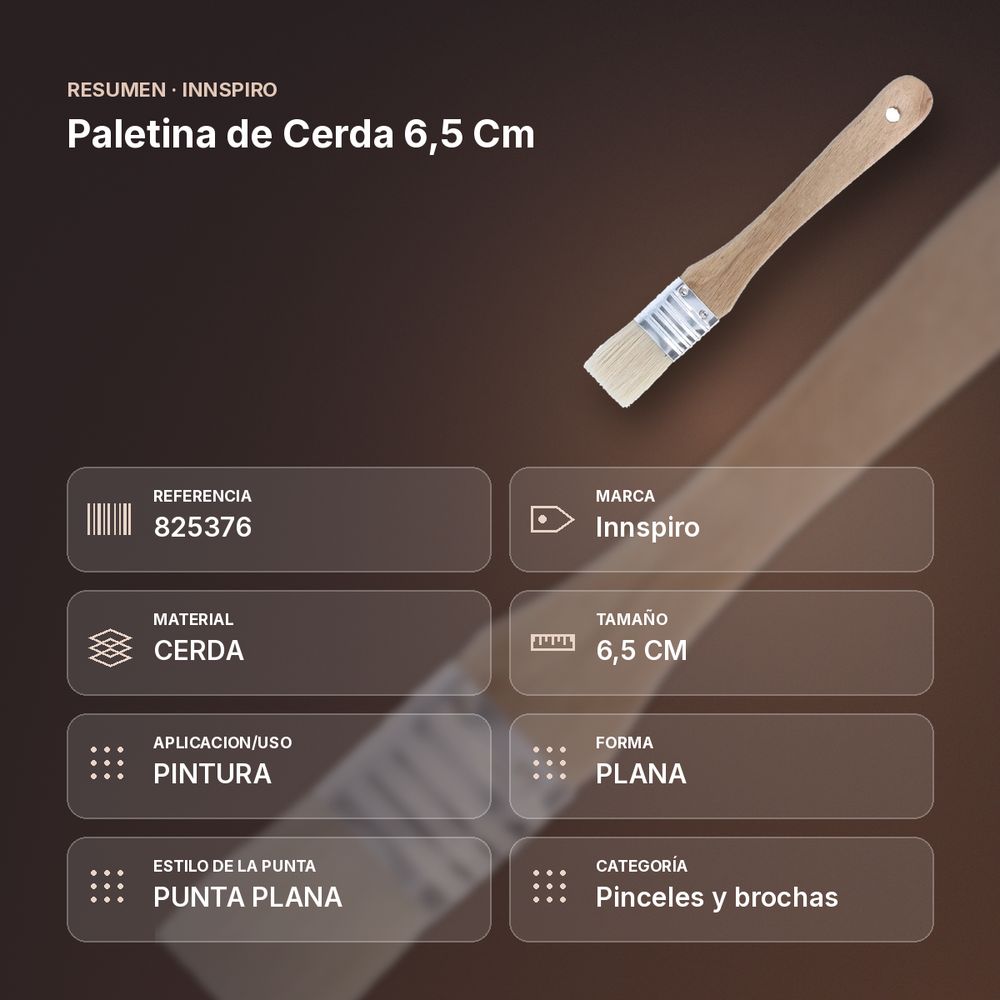 PALETINA DE CERDA 6,5 CM - resumen de atributos