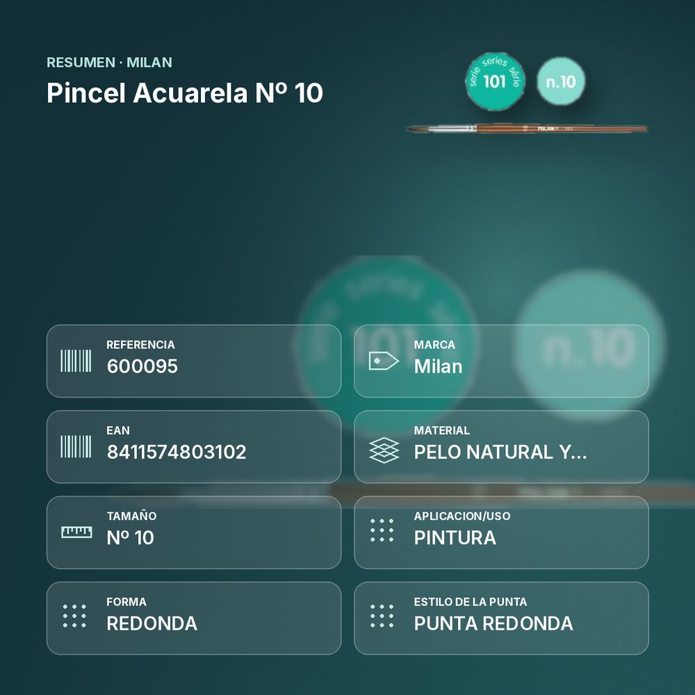 PINCEL ACUARELA Nº 10 - resumen de atributos
